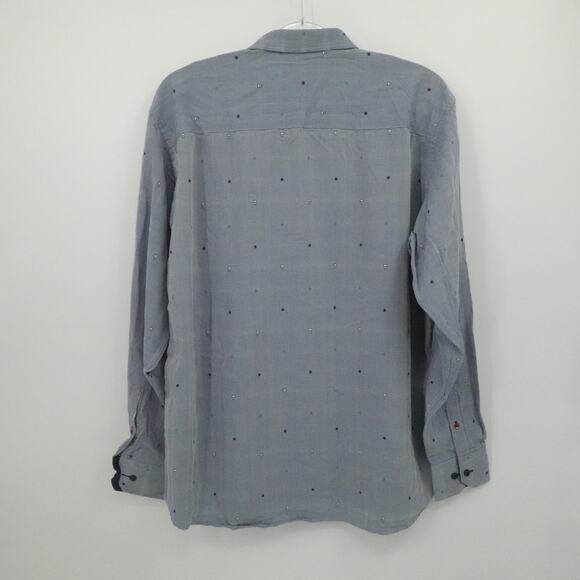 Luchiano Visconti Shirt Mens 2XL Gray Embroidered Skull Pattern Button Up Casual - Picture 2 of 14